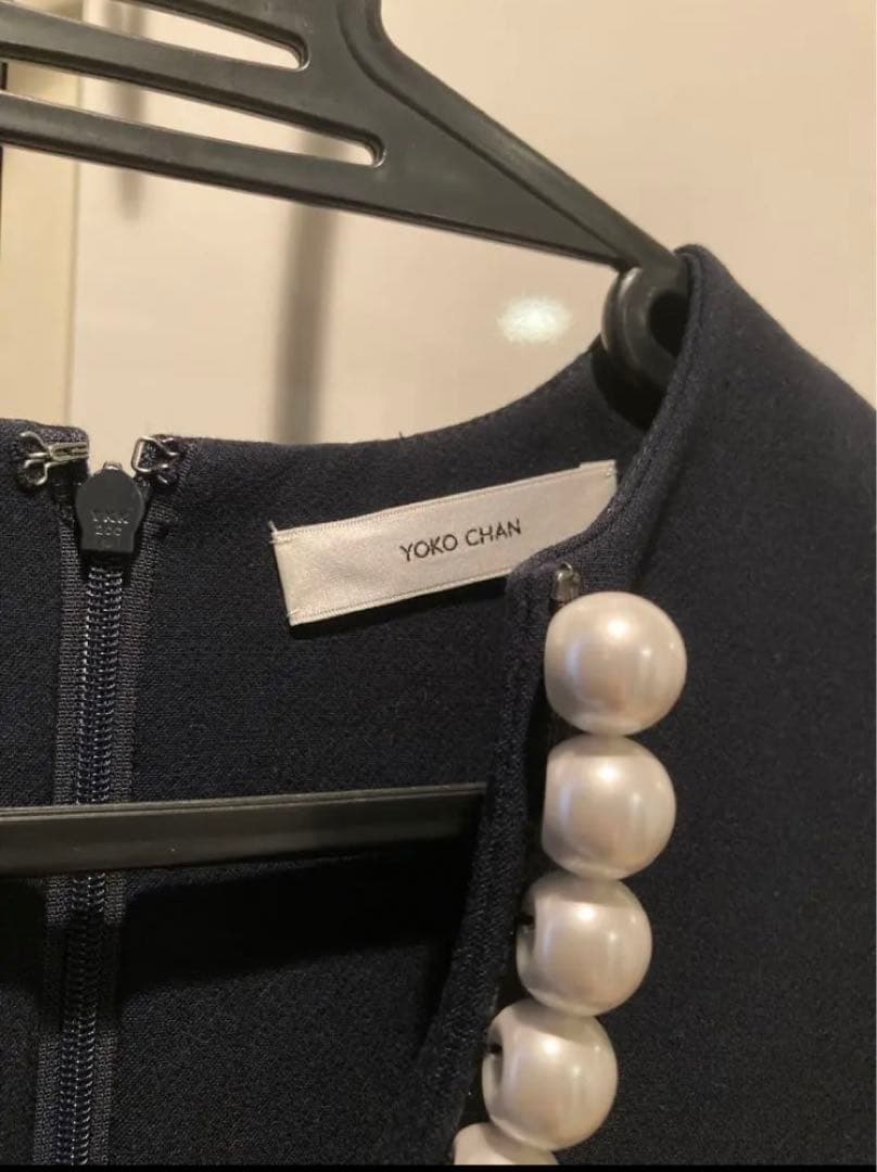 最終価格 ヨーコチャン yoko chan 36 ネイビー パール ブラウス - メルカリ