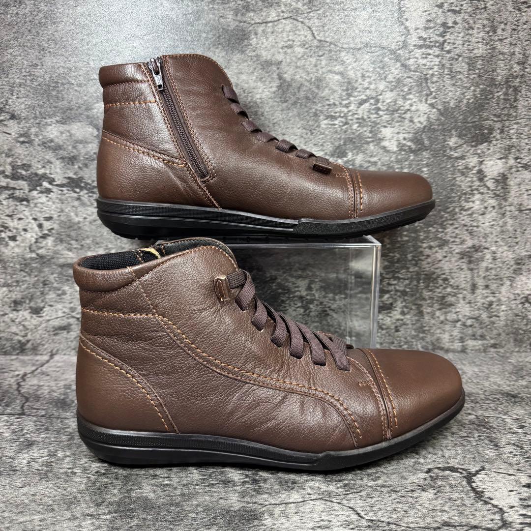 【新品未使用】アキレスソルボ サイドジップ ハイカット レザー 25.5cm