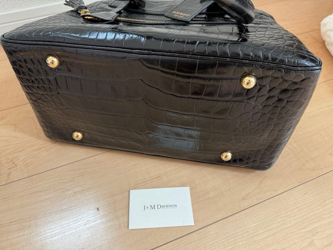 《美品》J& M DAVIDSON Vivi ボストン クロコ型押しブラック
