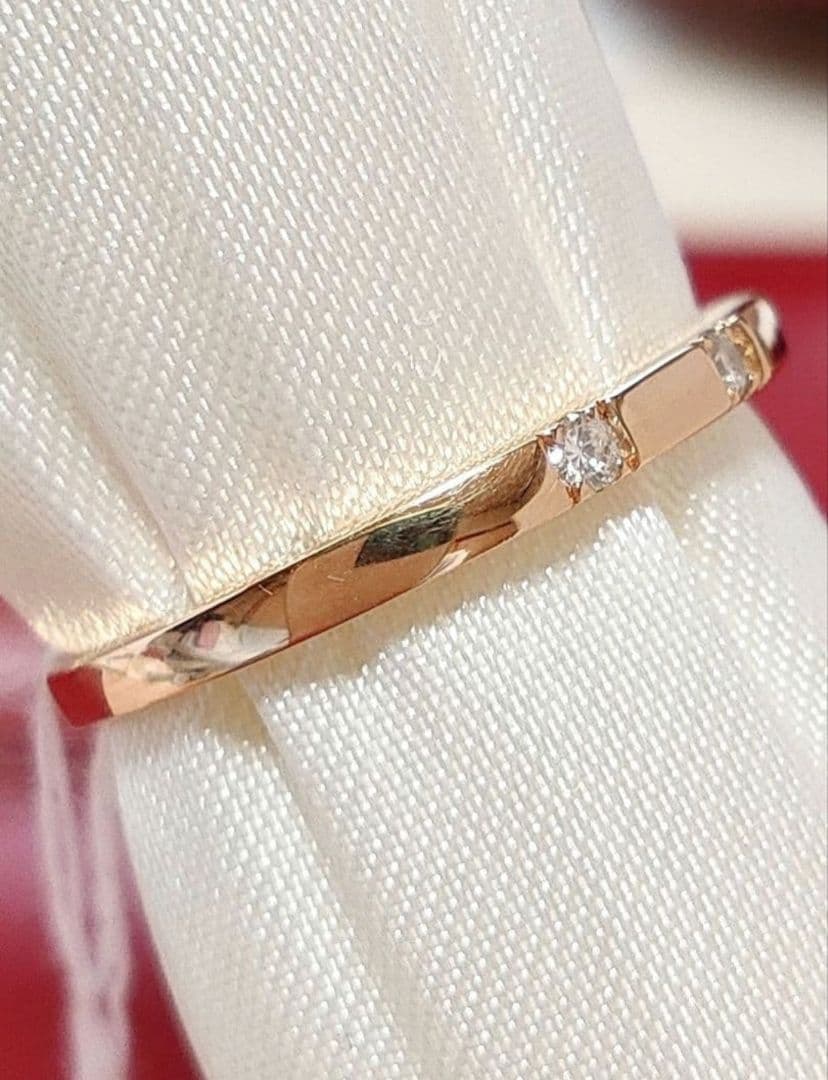 新入荷 未使用品 k18PG 天然ダイヤモンド 0.10ct リング