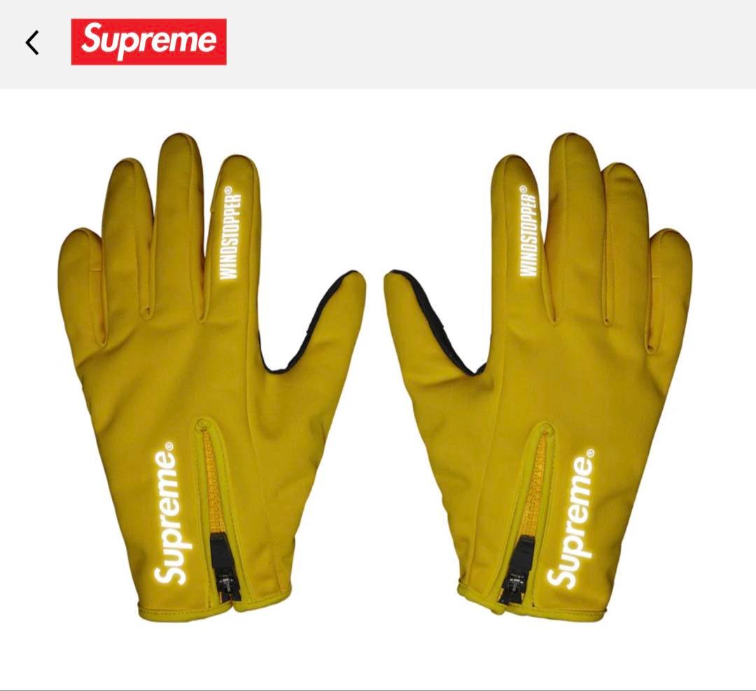 supreme 25AW WINDSTOPPER Zip Gloves 黄色 Lの通販はau PAY