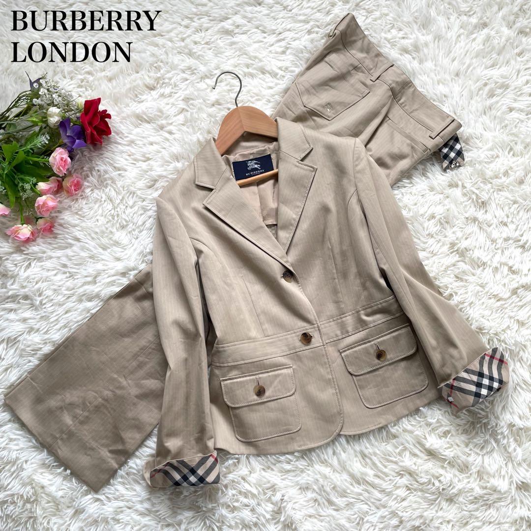 バーバリーロンドン ベージュストライプシングル2Bパンツスーツノバチェック 中古・古着通販】BURBERRY BLACK LABEL (バーバリーブラックレーベル