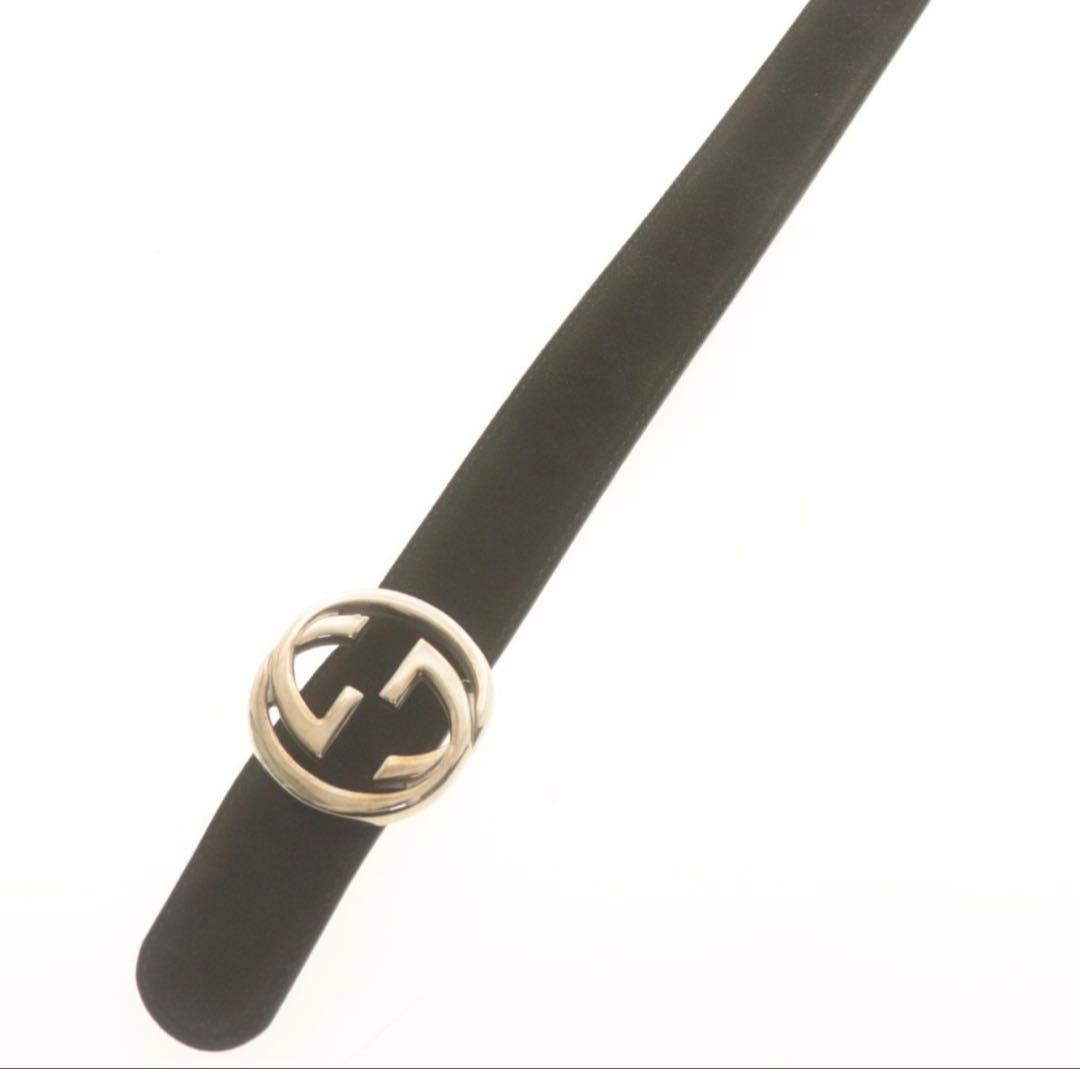 GUCCI ブラックレザー GGロゴベルト - メルカリ