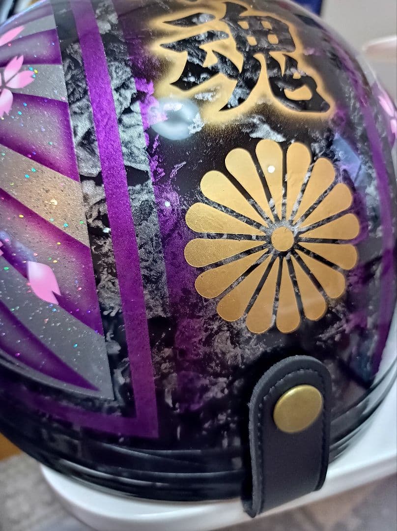 カスタムコルク半 黒ラップ✘Candyパープル富士日章 七色ラメ 文字変更