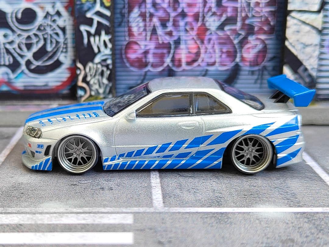 トミカ改造 日産 GTR R34 ワイスピ仕様 リアル化深リム ホットウィール