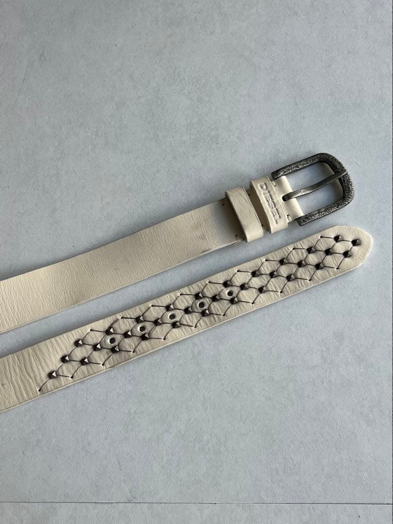 小物 \"DIESEL\" Studs White Belt