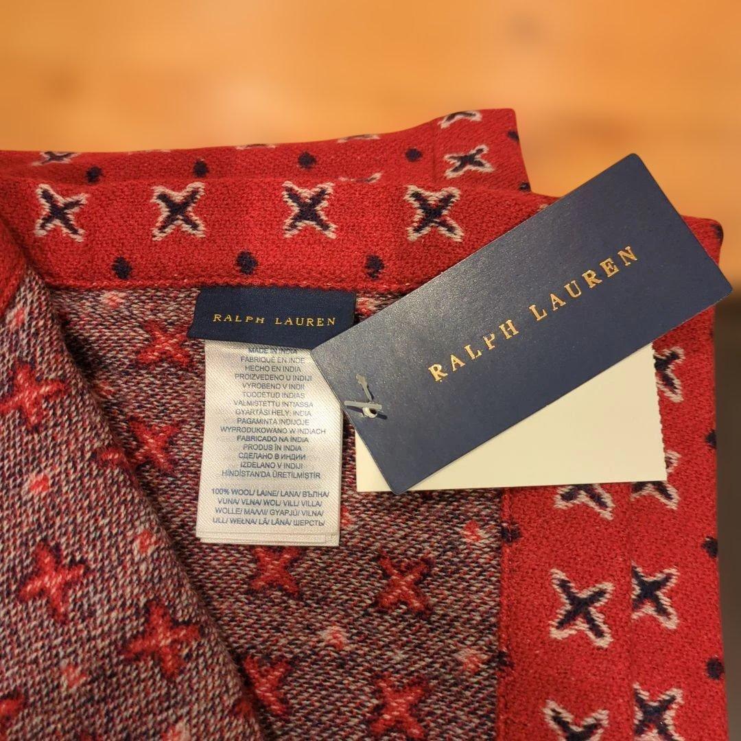 未使用 ラルフローレン 赤色ブランケット インド製 タグ付 Ralph