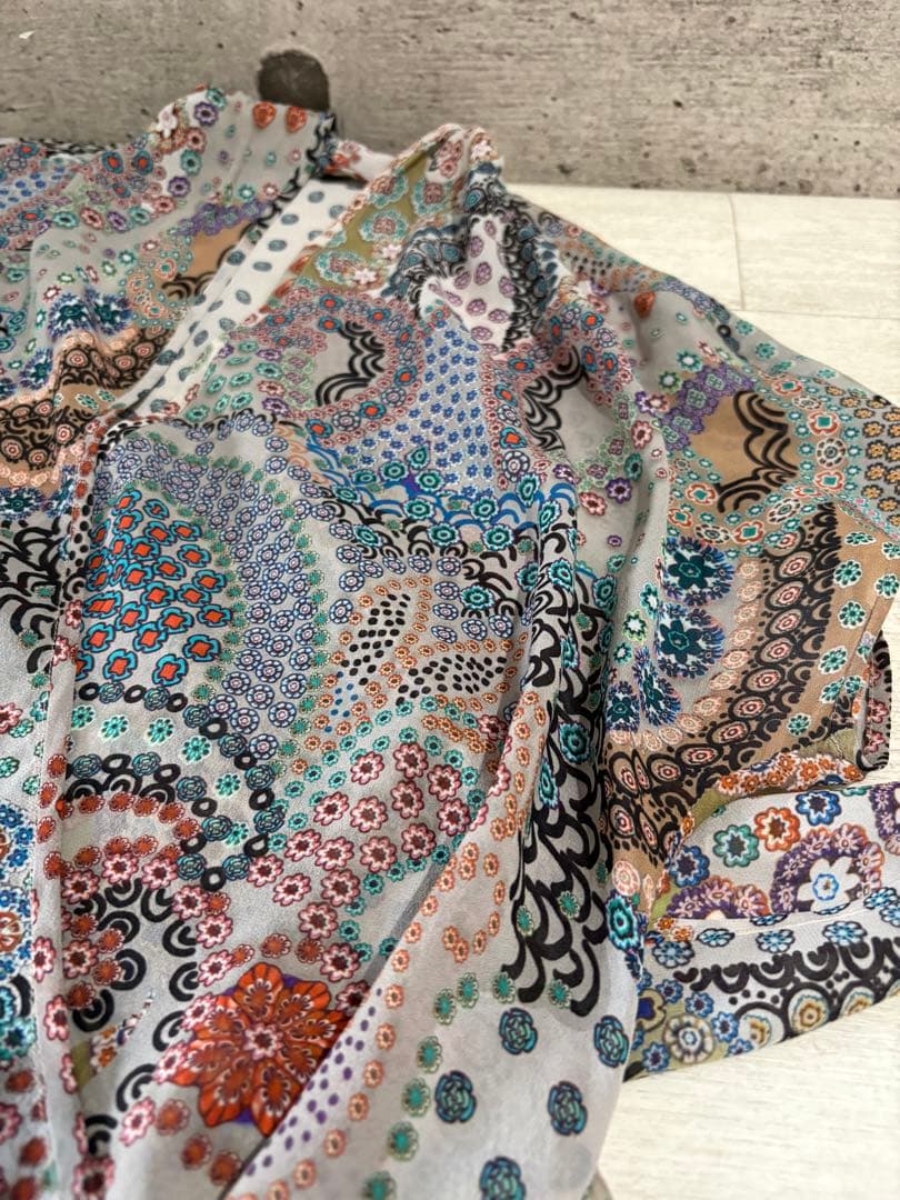 ETRO シルクカシュクールブラウス イタリア製 ドット ペイズリー 42