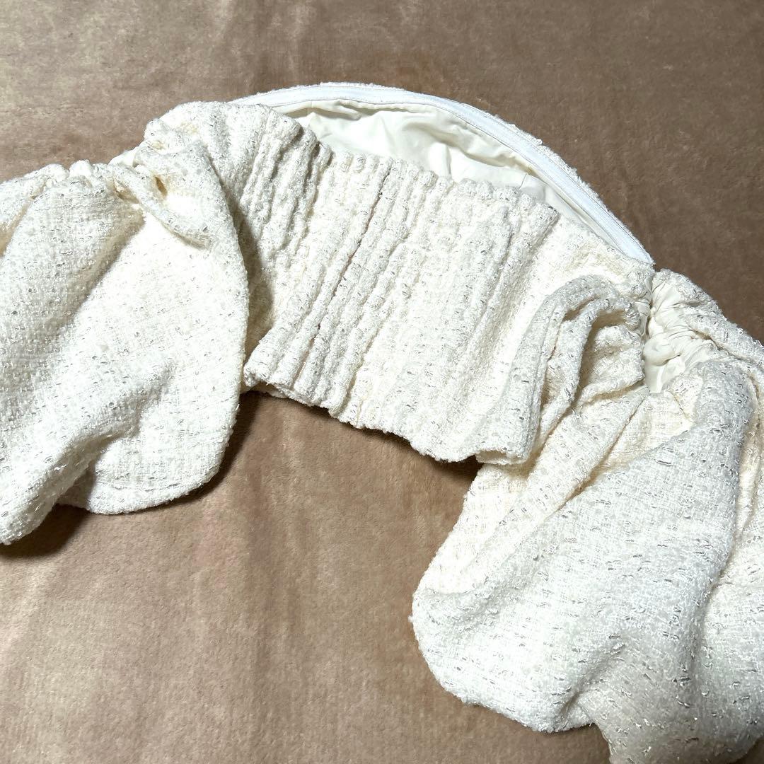 新品未使用 タグ付き Darich パフスリーブオフショルツイードトップス