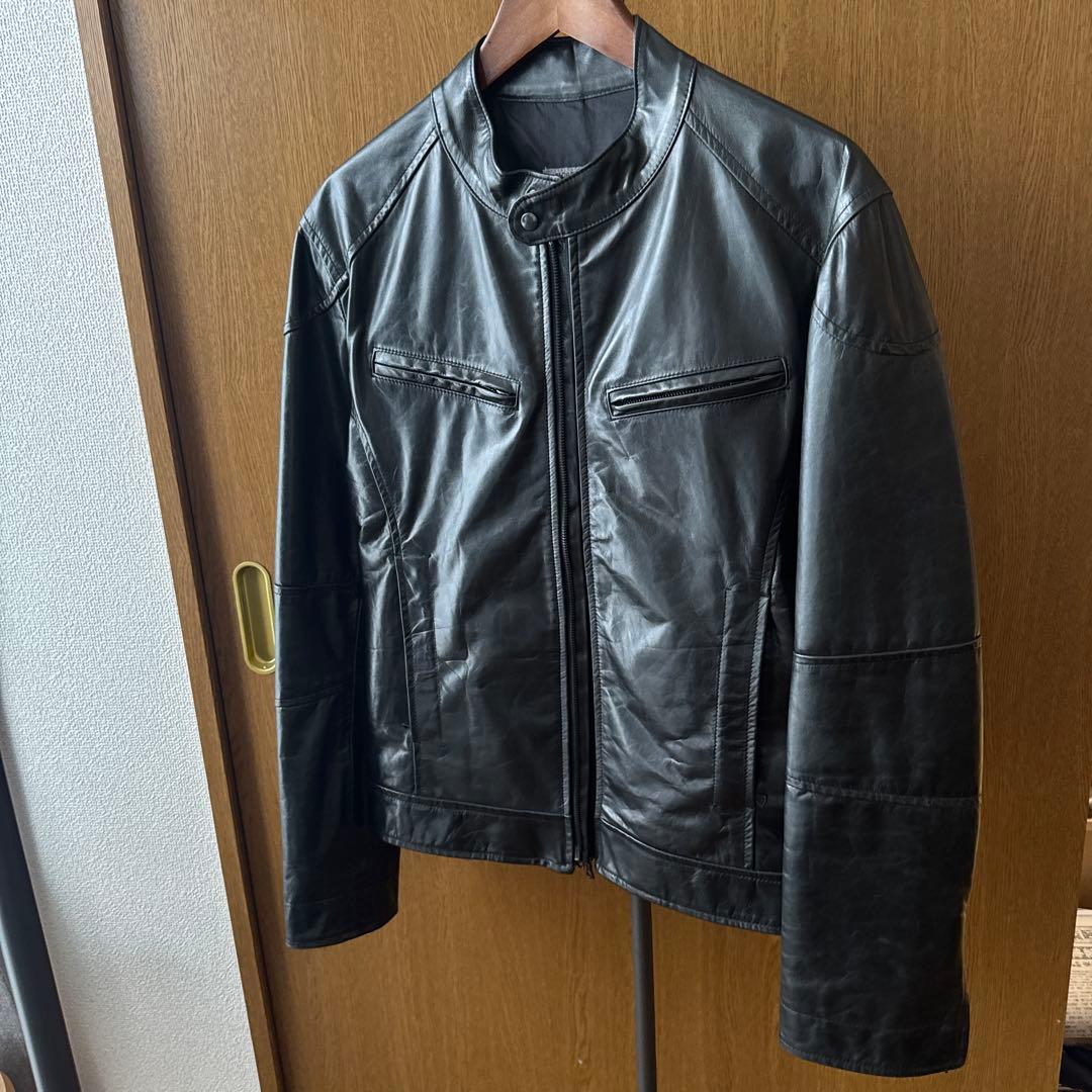 ブラックレザーシングルライダースジャケット 1640 TSR-2 レザーシングルライダースジャケット ブラック｜レザー