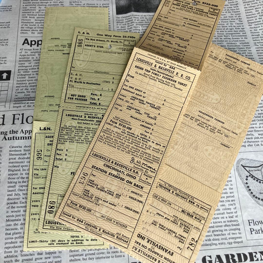 海外 ヴィンテージ 鉄道 レア チケット ロング 4枚 ジャンクジャーナル