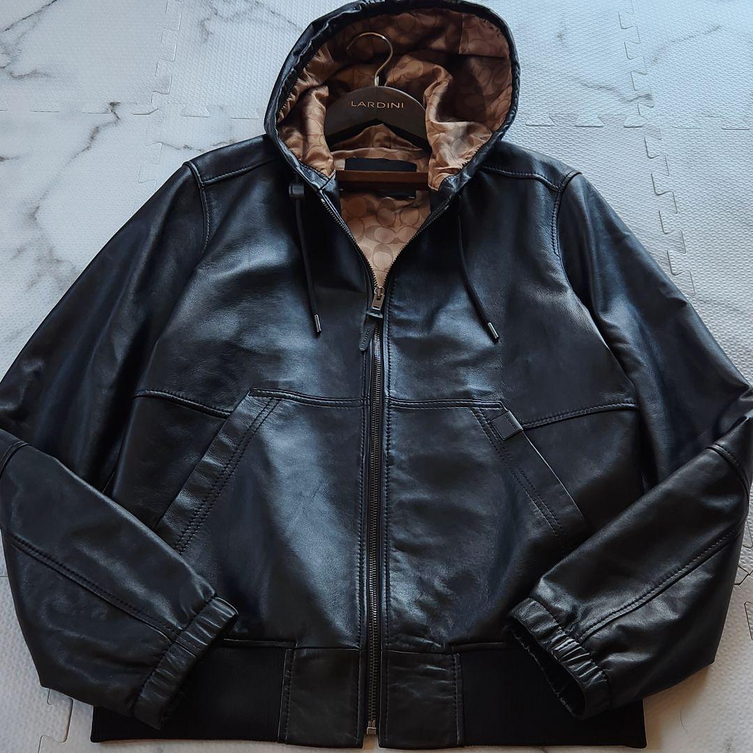 極美品✨COACH レザージャケット シグネチャー 総柄 ラムレザー ブラック 極美品✨COACH レザージャケット シグネチャー 総柄 ラムレザー