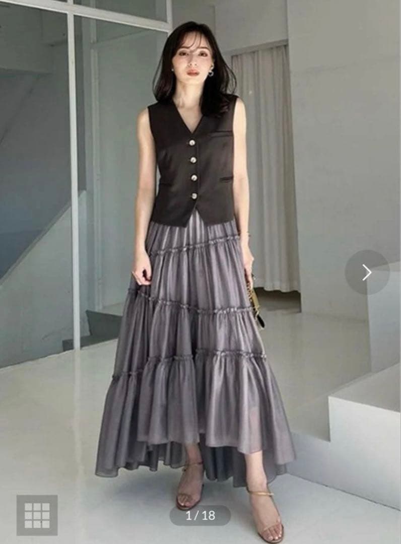 ⭕️最安値⭕️ anuans ボリュームティアードオーガンジースカート　アニュアンス anuans（アニュアンス）の「ボリュームティアードオーガンジースカート