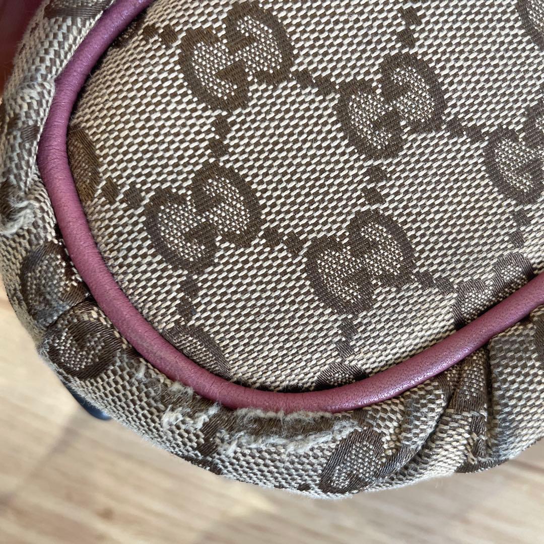 GUCCI GGキャンバスポーチ ベージュ ピンク - メルカリ