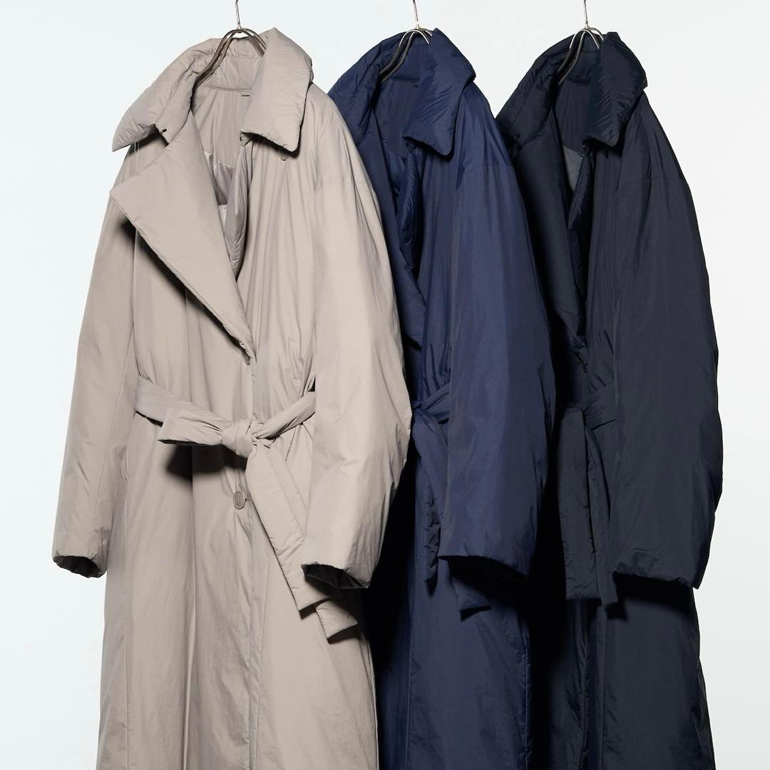 ユニクロ ダウンベルテッドロングコート L ベージュ - メルカリ