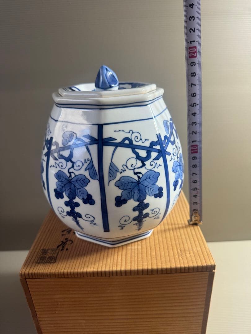 1552 平安景雲 染付葡萄棚文 水指 共箱 - メルカリ