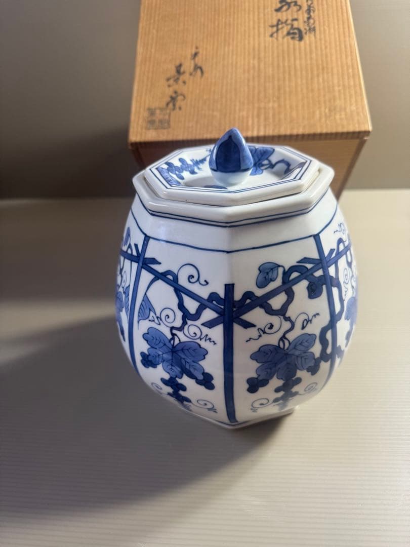 1552 平安景雲 染付葡萄棚文 水指 共箱 - メルカリ