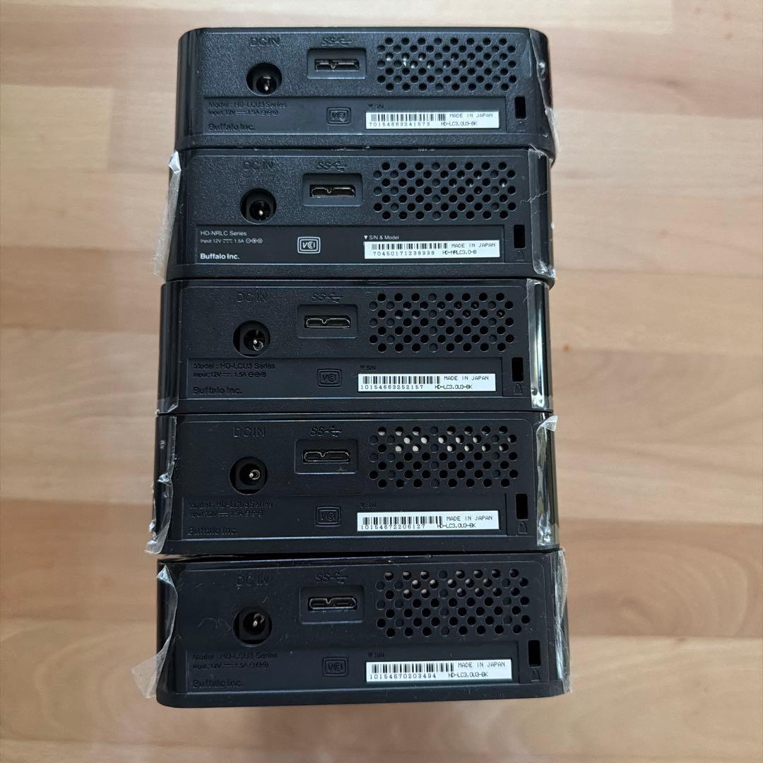 Buffalo 外付けHDD 5台セット USB 3.0 外付けHDD USB-A接続 (Chrome/Mac/Windows11対応) ブラック HD-PCFS5