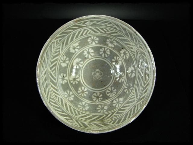 彫三島 茶碗 信楽 奥田 英山 茶道具 c571