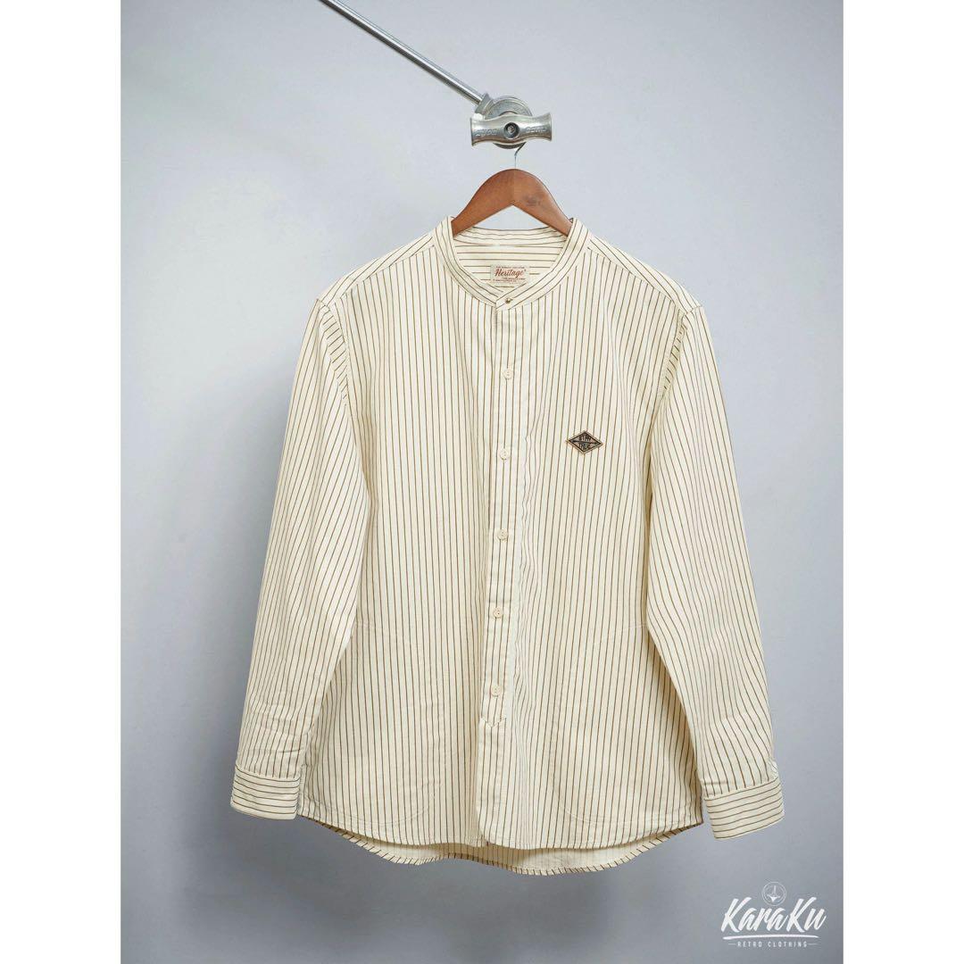 サイズL 新品 karaku カラク ベースボールストライプシャツ 長袖