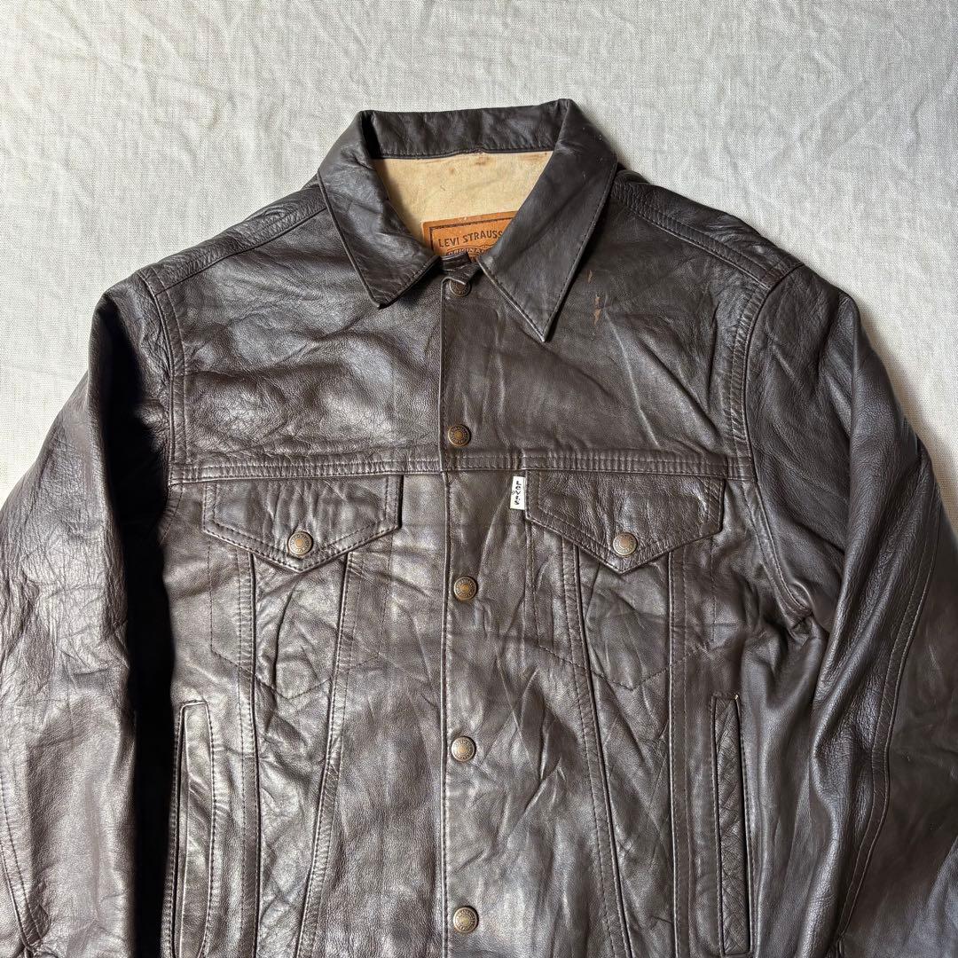 EURO Levi's 90s UK製 70550 レザートラッカージャケット - メルカリ