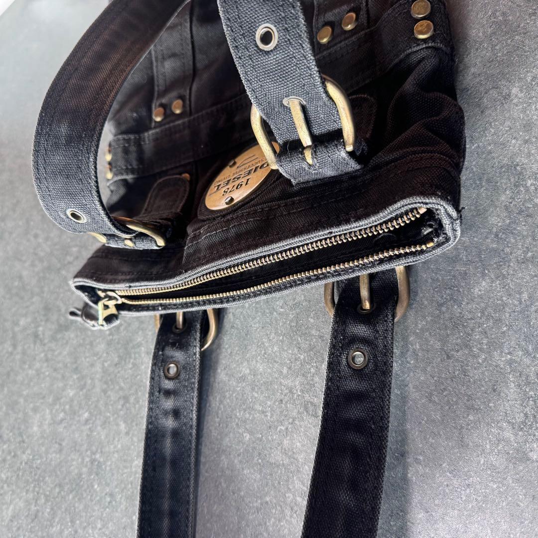 DIESEL ディーゼル トートバッグ y2k ゴールド金具 アーカイブ 黒