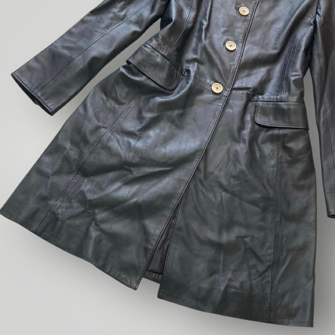 49AV. ジュンコシマダ 羊革 レザーコート ラウンドカラー 38 ブラック