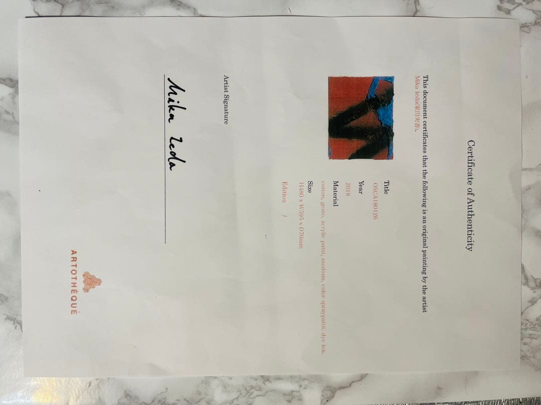 Mika Ieda 家田実香　証明書付き　アート作品OSCA180126