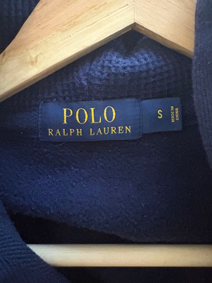 90s ポロラルフローレン ジップアップ パーカー サーマル 刺繍