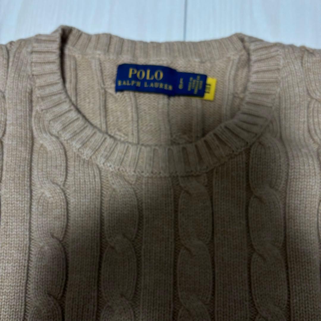 ラルフローレン コットン ケーブルニット ポロマーク 半袖セーター