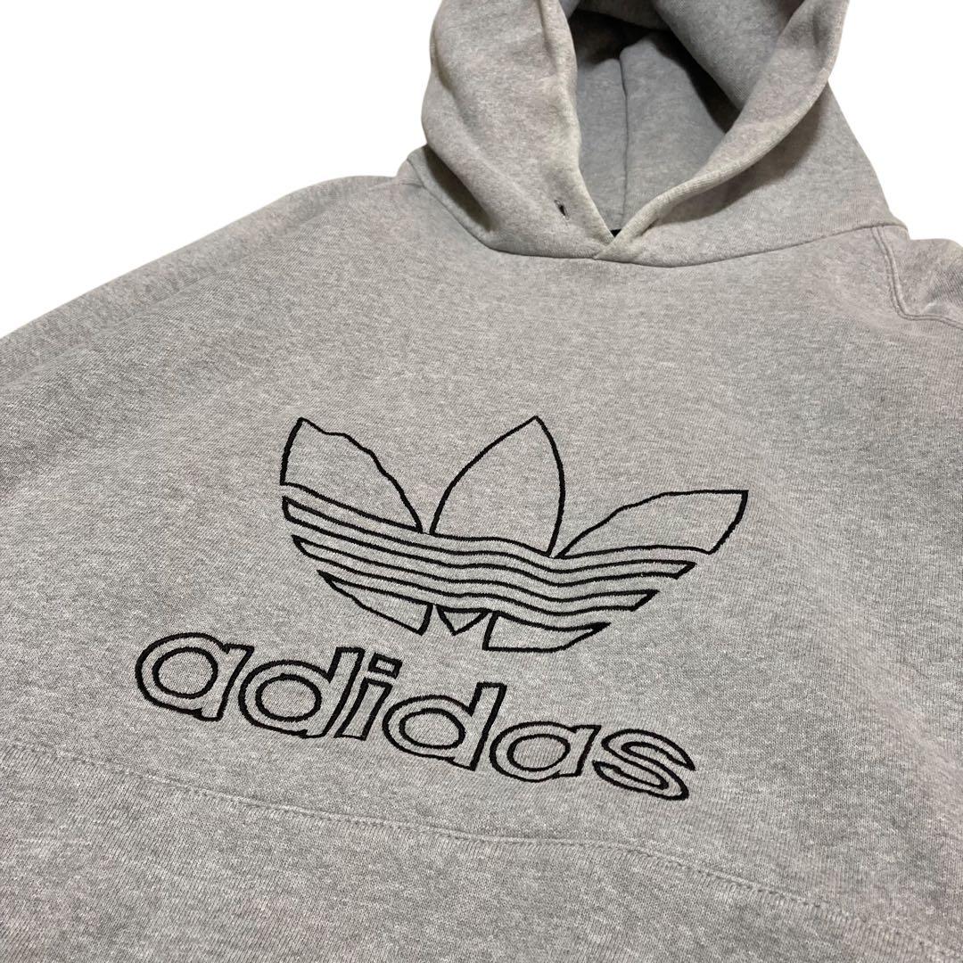 アディダス スウェット パーカー トレフォイル 万国旗 刺繍 センター