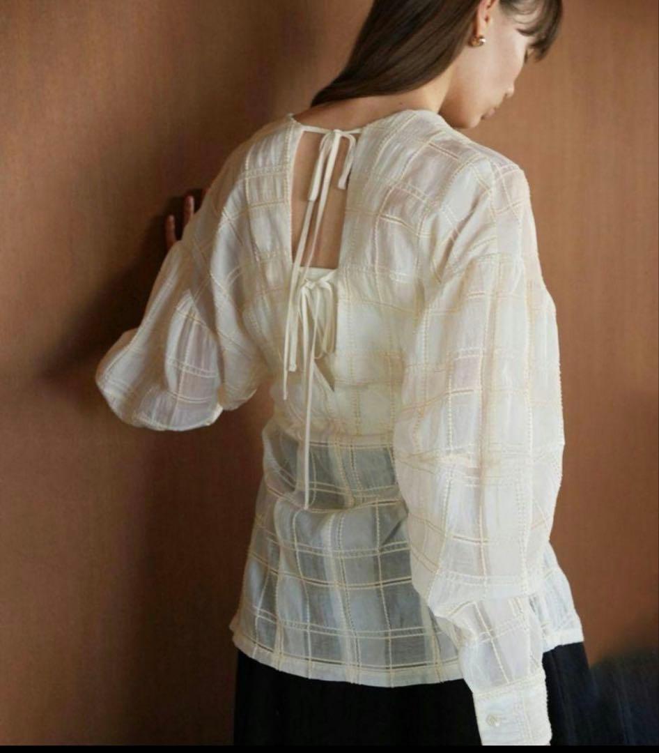 SHEER CHECK TUCK WAIST BLOUSE CLANE - メルカリ