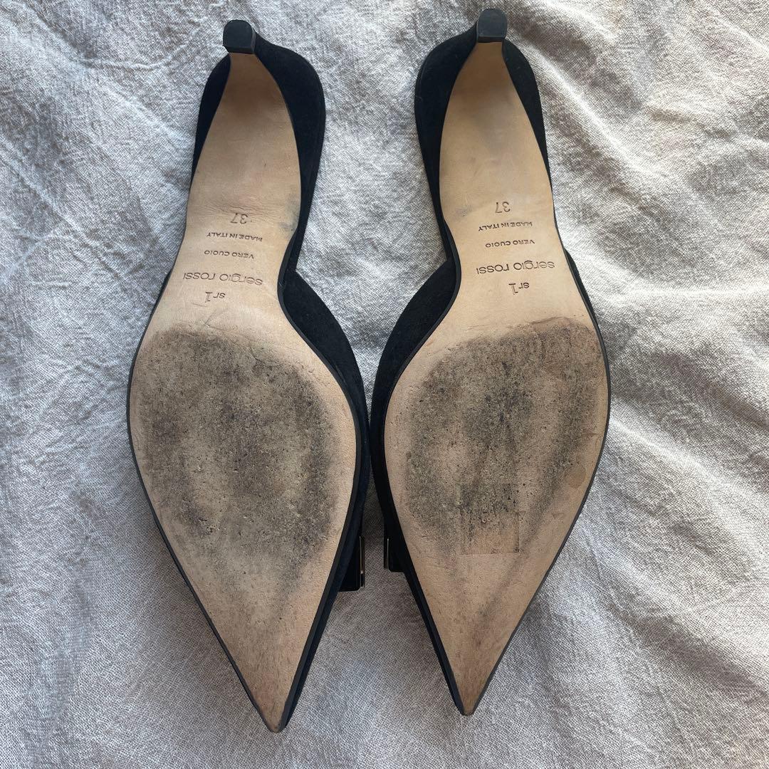 セルジオロッシ SR1 ミュール　パンプス ブラック 23.5cm 黒　37