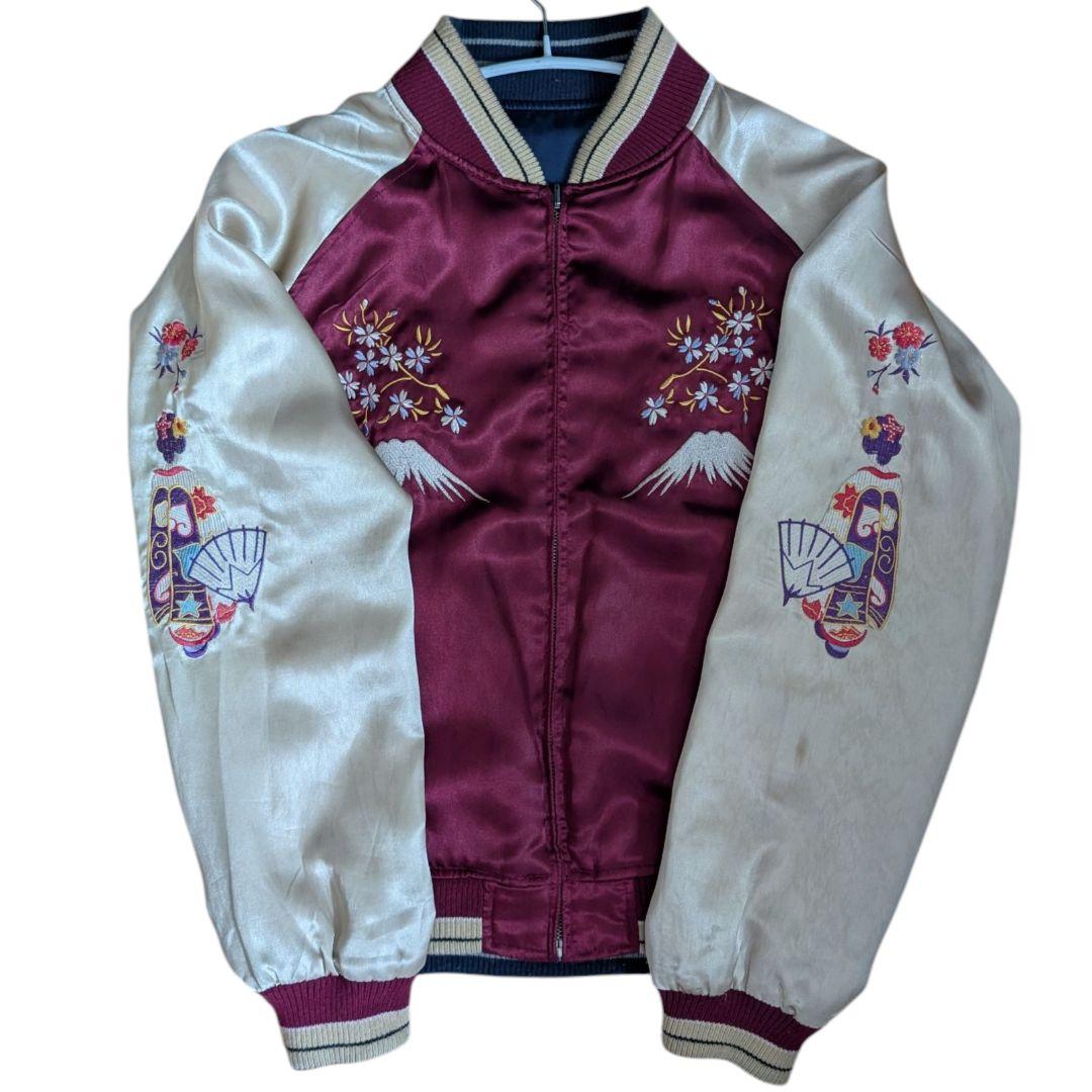 スカジャン リバーシブル 日本地図 龍 舞子 ネイビー えんじ