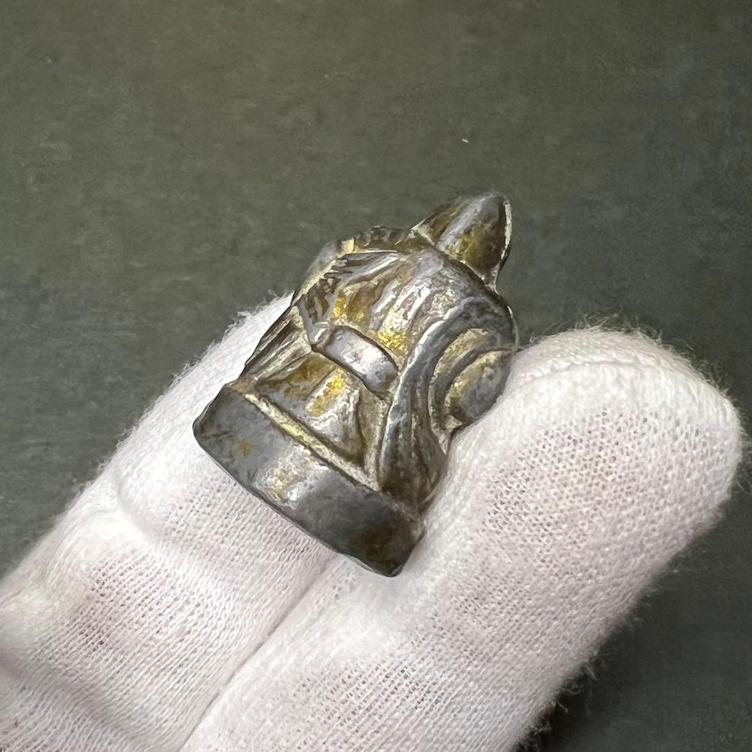 ◎古道具 庵々◎江戸時代後期 古銅製 恵比寿像 懐中仏◎神像豆仏鍍金痕