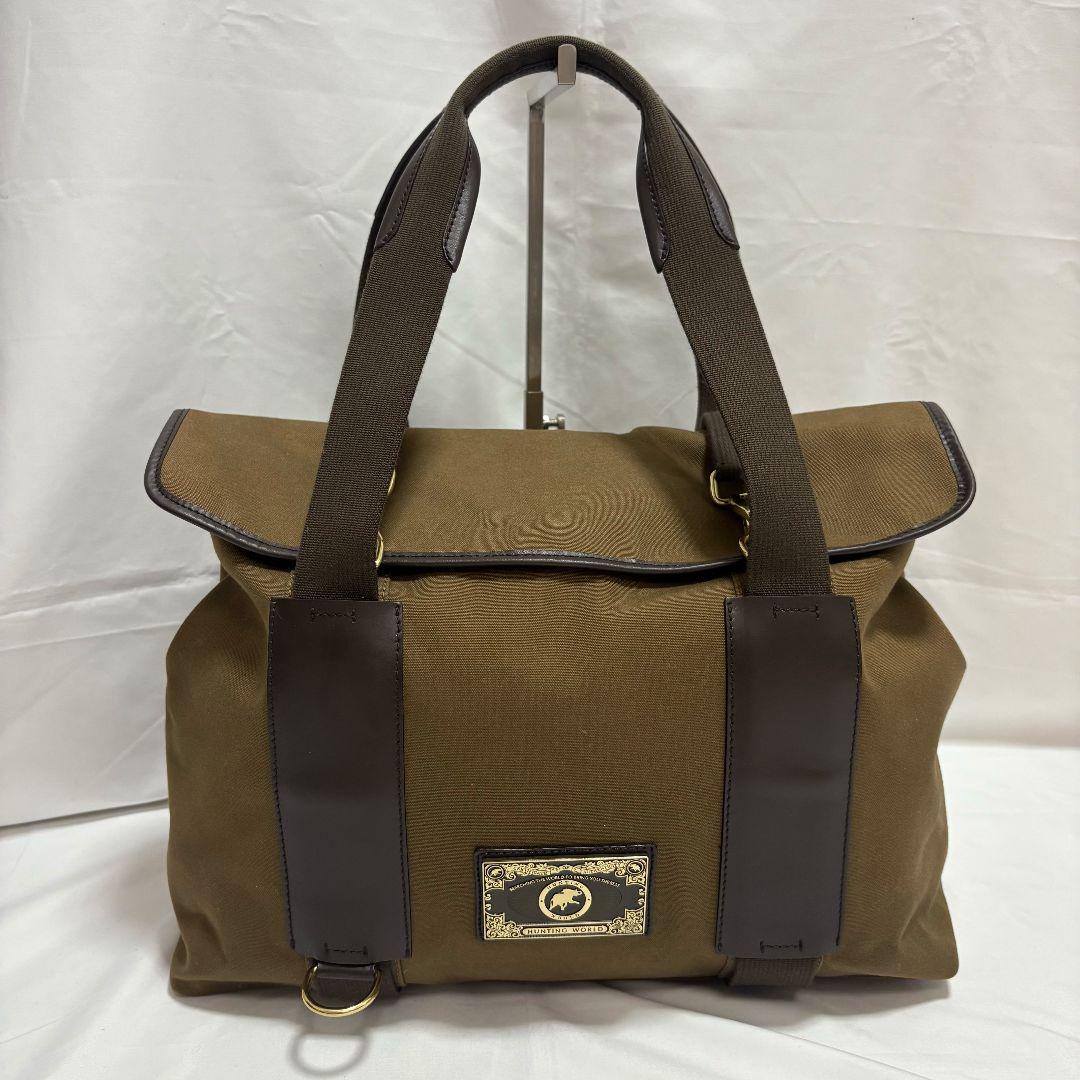 美品✨ ハンティングワールド ロゴプレート トートバッグ 西口修平 レザー A4