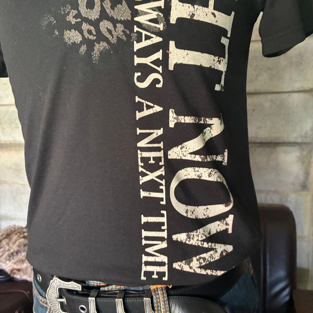 平成 ギャル男 ヒョウ柄 半袖 シャツ グランジ パンク お兄系 英字 Y2K