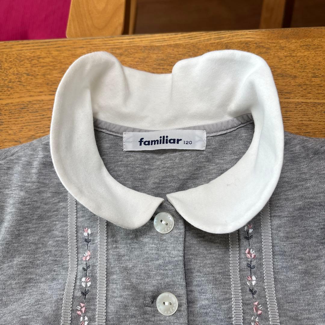 ファミリア familiar グレー 襟付き半袖ワンピース120 - メルカリ