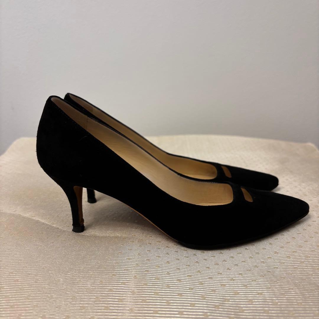 ペリーコ パンプス アネッリ　スエード　黒 ポインテッドトゥ 24.5cm