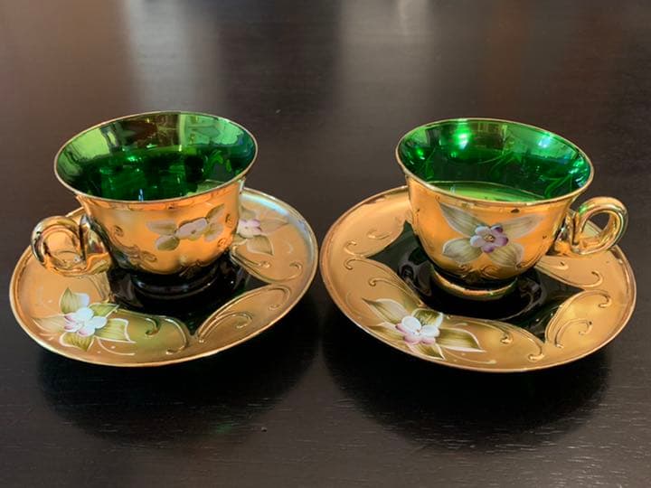 MURANO ムラノ • ベネチアン ガラス カップ＆ソーサー 2客 24金 - メルカリ