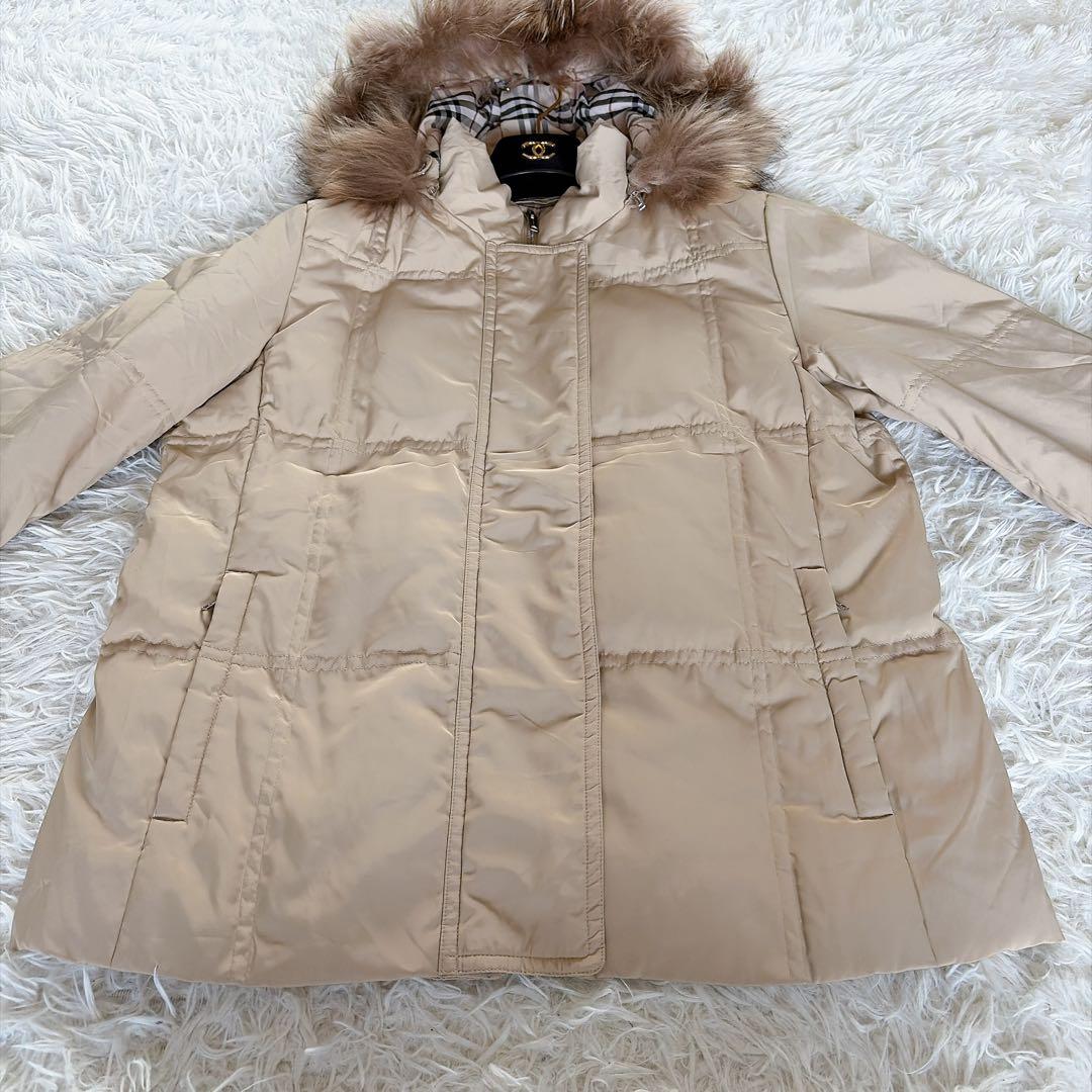 バーバリーロンドン】ファーフード3WAYダウンコート ベージュノバ
