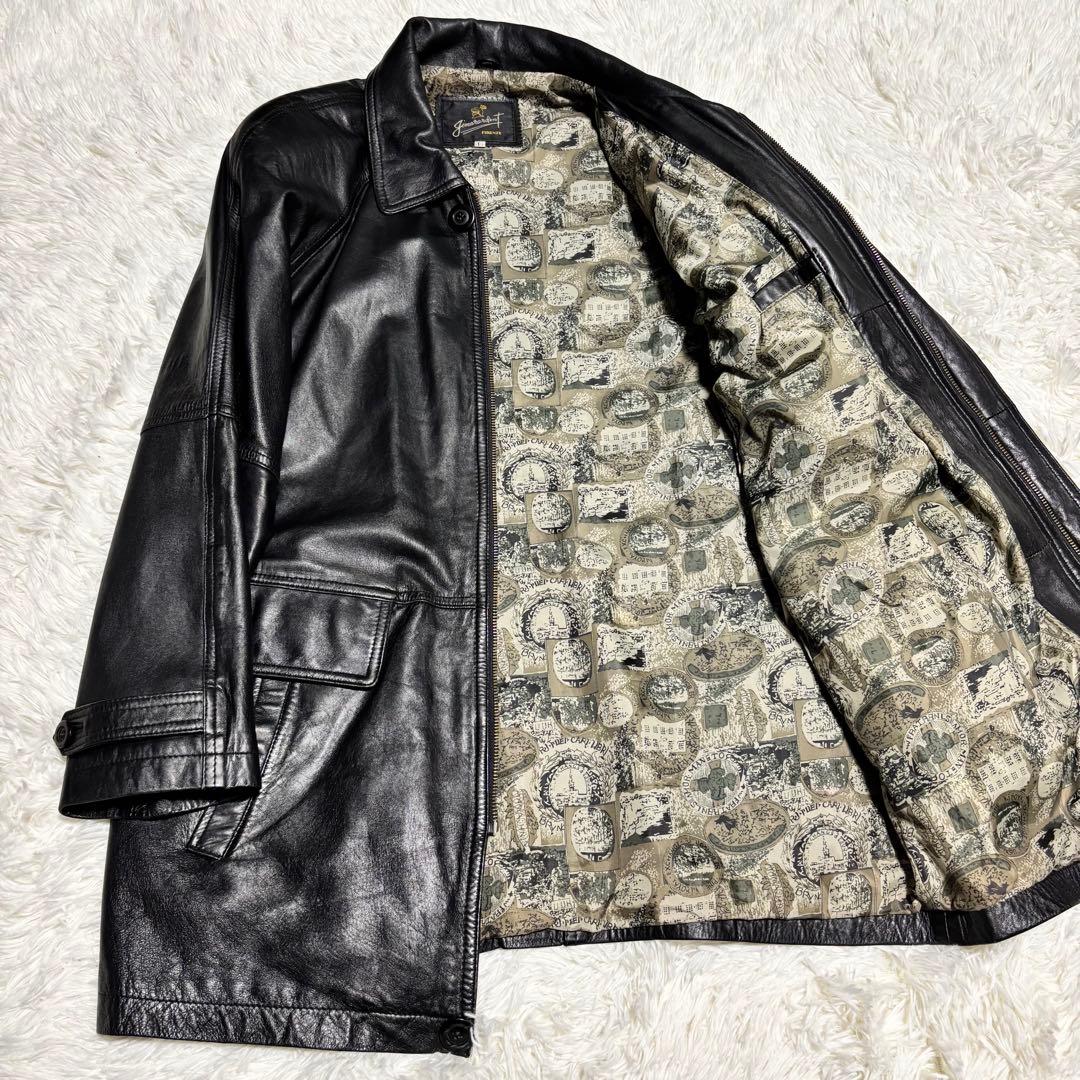 派手裏地【FIRENZE】本革 リアルレザーロングコート ブラック L - メルカリ