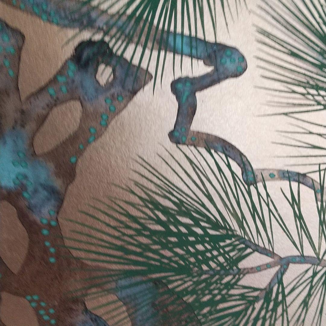 日本画 松 肉筆 落款あり 額 前面ガラス