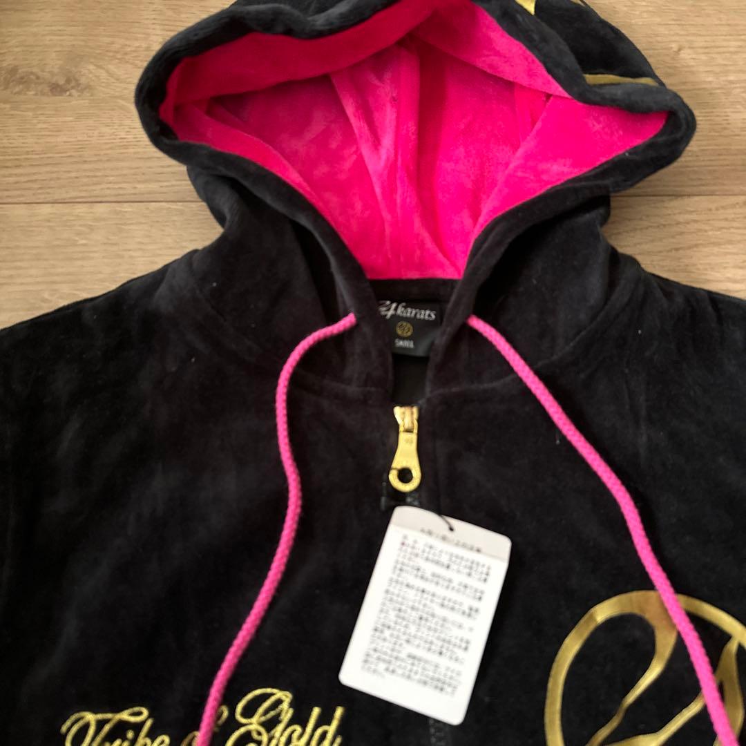 新品24karats ブラックピンク　ベロアジャージ　バックタグ付き　sサイズ