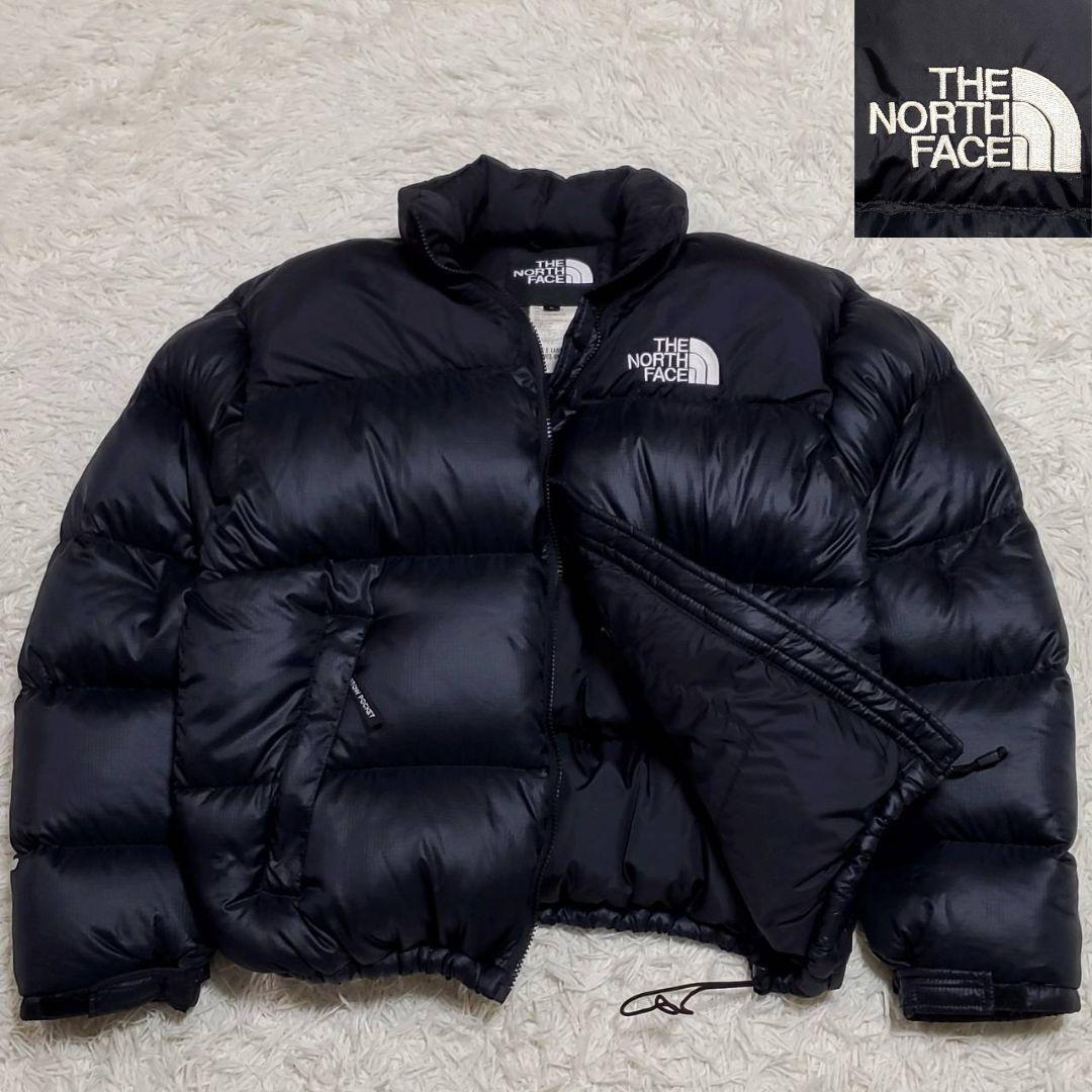 美品 L ザノースフェイス ヌプシ ダウンジャケット 黒 700フィル 刺繍