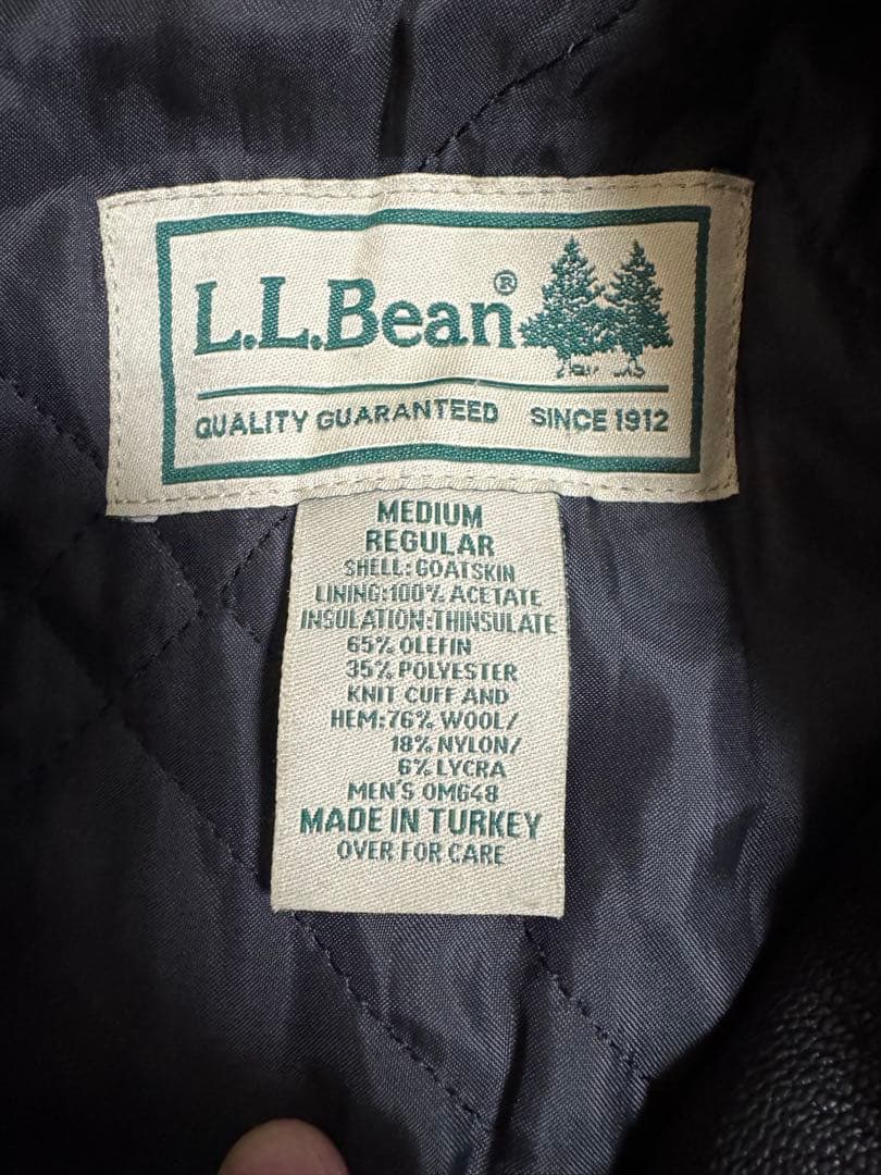 L.L.Bean A-2レザージャケット Mサイズ表記 黒 ゴートスキン 本革