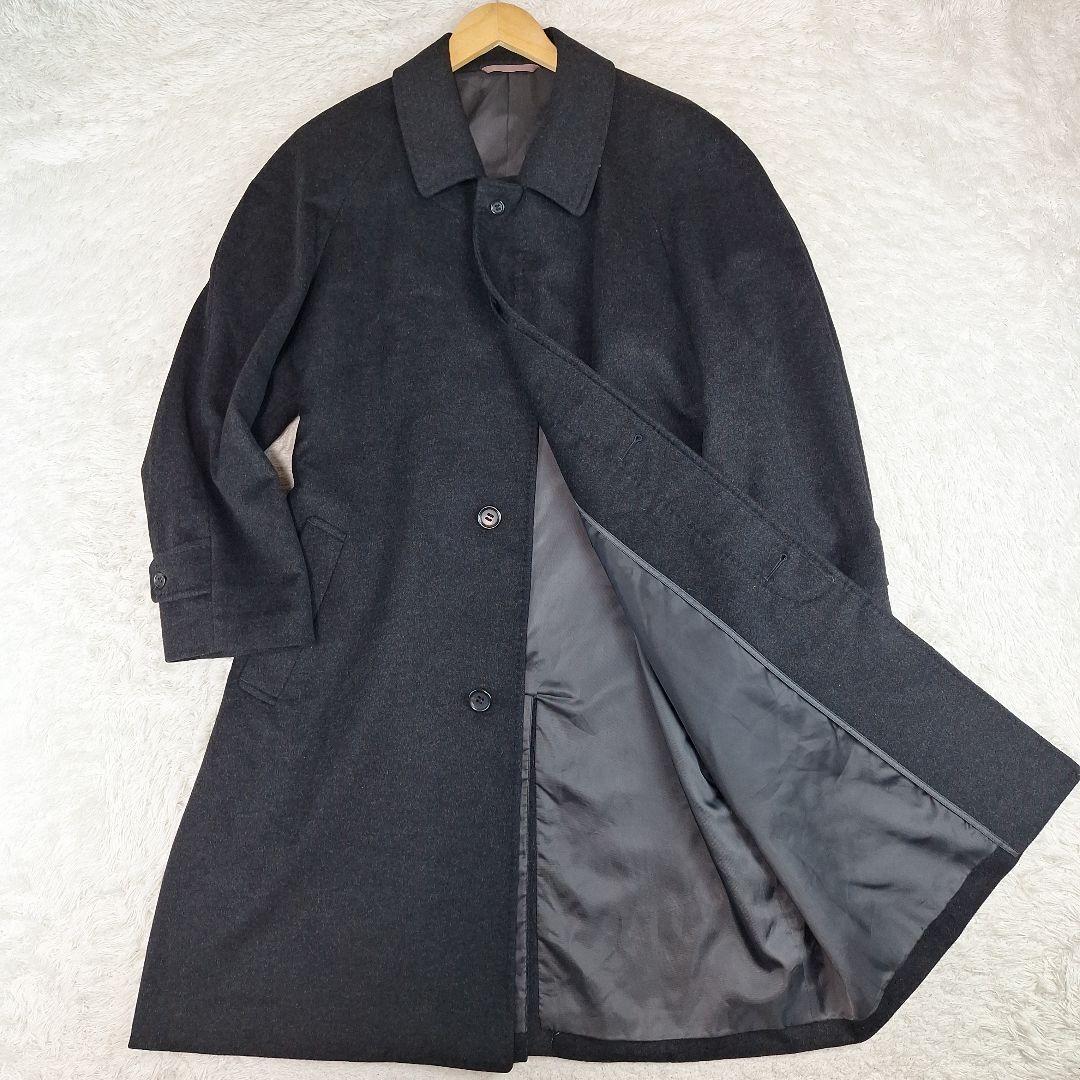 JASLEY ピュアカシミヤ100 ステンカラーコート 比翼 ダークグレー A7