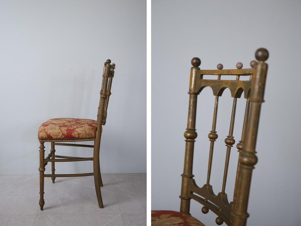 フランスアンティーク木製ナポレオンチェア/ダイニングイス/サロン90-120-2