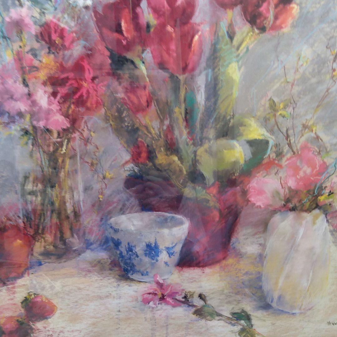 ポスター　横　特寸法　チューリップ　赤い花　額装仕上げ品