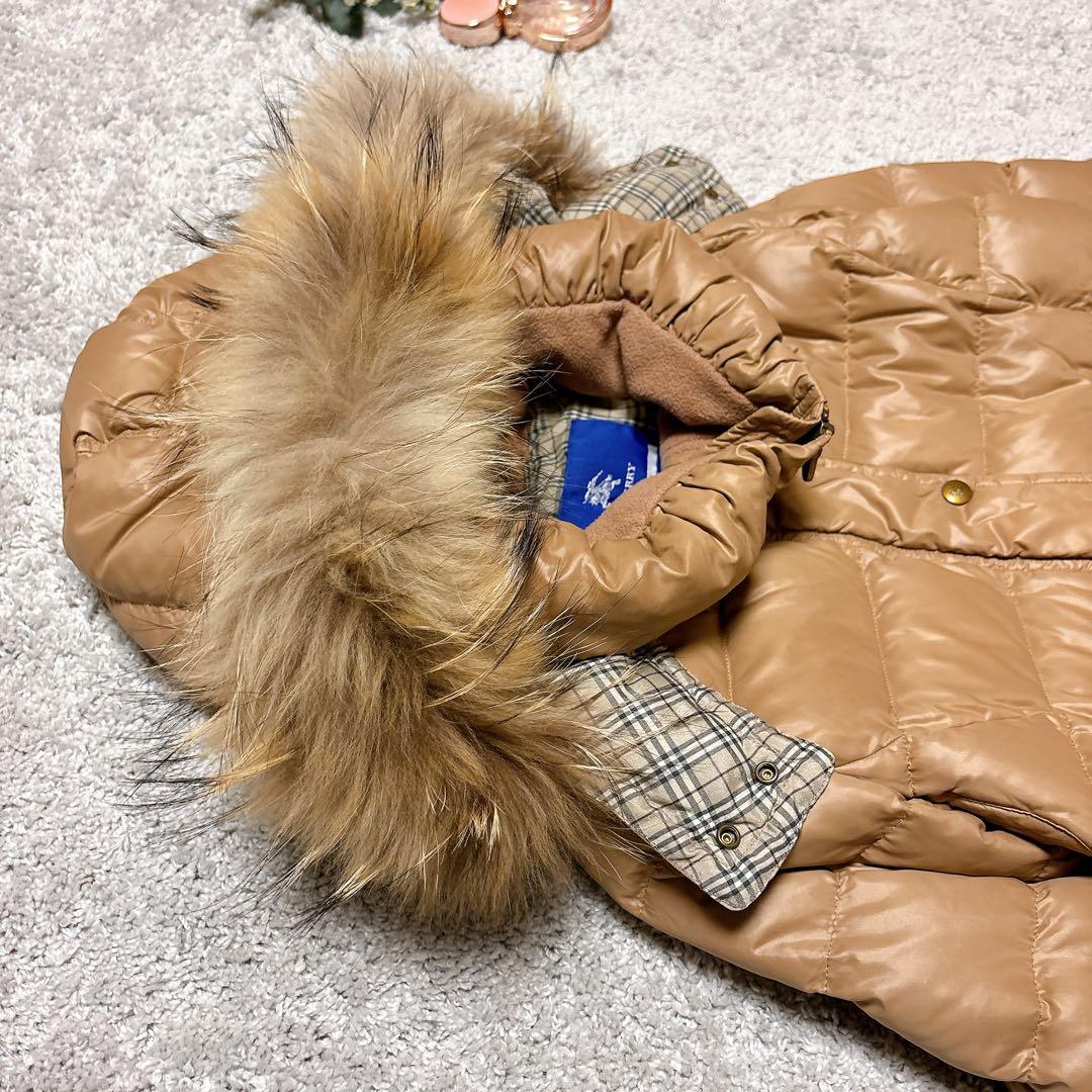 美品2WAYバーバリーブルーレーベル ダウンコート ホースロゴ 38 チェック柄